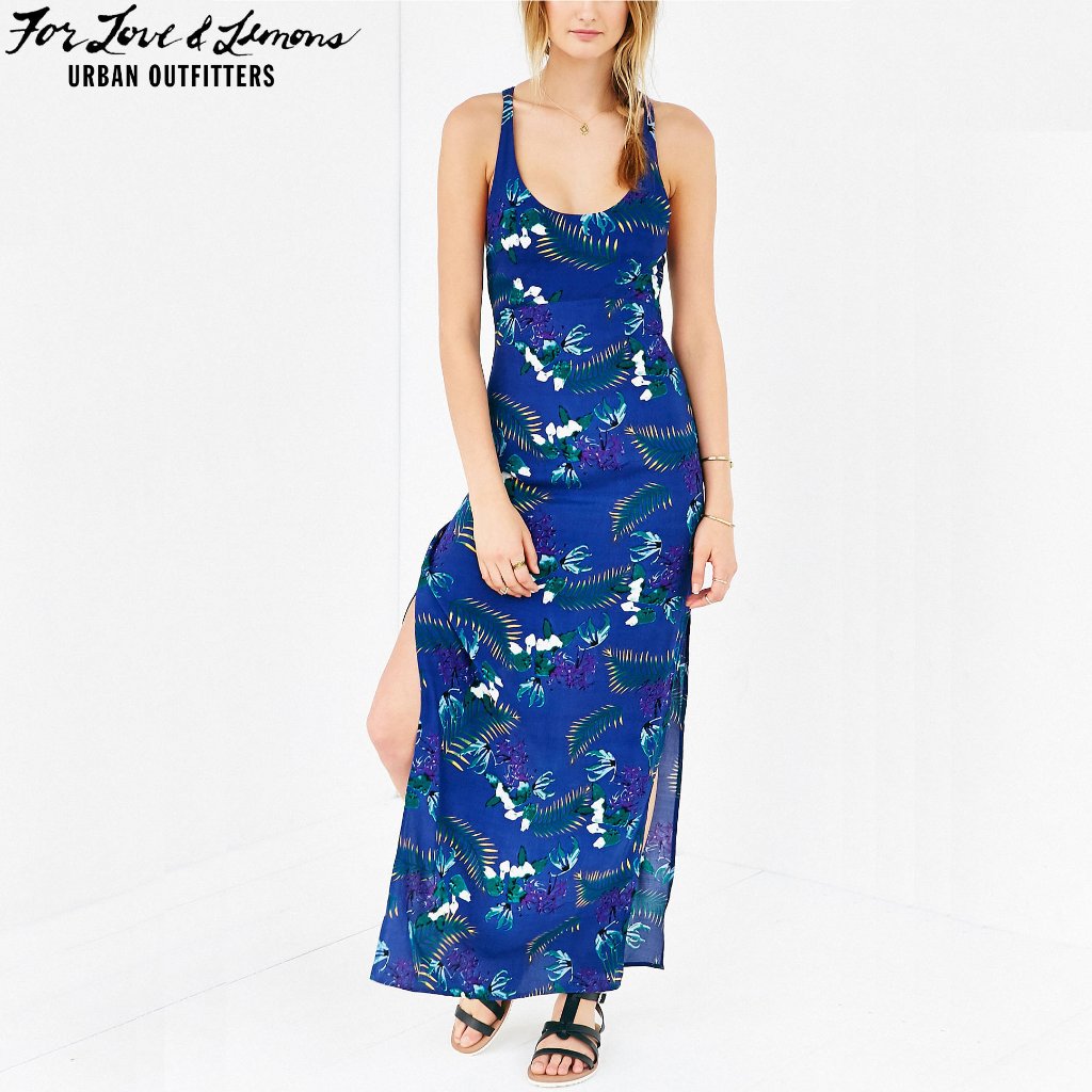 Nwt For Love & Lemons + Uo - Bright Floral Maxi Dress